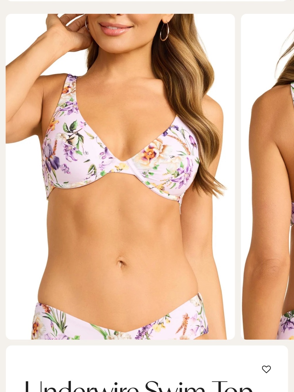 Hanky Panky Pastel Floral Underwire Bikini Top and bottom- Lavender & Cream